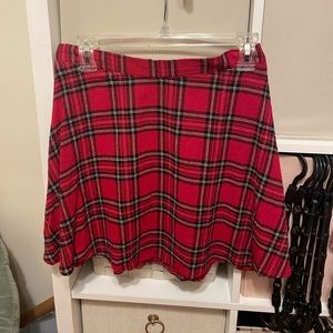 Red plaid skirt